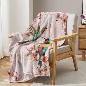 Bird Blanket, Cozy Flannel Pretty Bird & Flowers Throw Blanket for Couch Outdoor, Plush Soft Lightweight Travel Blankets for Bed Decor and Gifts (size: 150x200)