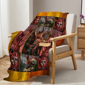 Red Dragon Flannel Blanket Skeleton Fleece Throw Blanket Lightweight Soft Cozy Blankets for Sofa Bedroom All Season (size: 150x200)