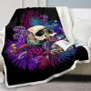 Skull Mushroom Sherpa Throw Blanket for Women Girls Skull Lover Cozy Plush Sugar Skull Fleece Blanket for Bedroom Sofa Couch Mushroom Home Decor Gifts