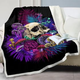 Skull Mushroom Sherpa Throw Blanket for Women Girls Skull Lover Cozy Plush Sugar Skull Fleece Blanket for Bedroom Sofa Couch Mushroom Home Decor Gifts (size: 130x150cm)