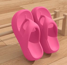 Summer new height-up women's flip-flops fashion trend everything with beach shoes slippers (Color: Rose red, size: 36-37)