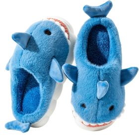 Shark Slippers for Boys and Girls Cute Plush Warm Slippers for Women and Men (Color: Dark-Blue, size: 44-45)