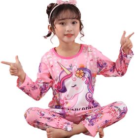 Girls 2-Piece Long Sleeve Pajamas Outfit Soft Cute Kids PJ Set (Color: style 3, size: 8 yards)