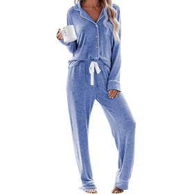 Clarissa 2 Piece Pajamas Set (Color: Blue - L)
