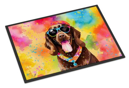 NEW Chocolate Labrador Hippie Dawg Doormat Front Door Mat Indoor Outdoor Rugs for Entryway, Non Slip Washable Low Pile, 18H X 27W (Default: Default)
