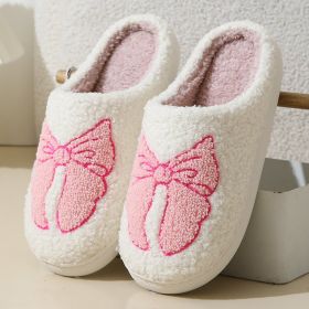 Cute Cartoon Bow Knot Cotton Slippers (Option: Pink- 36or37)
