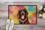 NEW Chocolate Labrador Hippie Dawg Doormat Front Door Mat Indoor Outdoor Rugs for Entryway, Non Slip Washable Low Pile, 18H X 27W