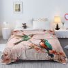 Bird Blanket, Cozy Flannel Pretty Bird & Flowers Throw Blanket for Couch Outdoor, Plush Soft Lightweight Travel Blankets for Bed Decor and Gifts