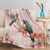 Bird Blanket, Cozy Flannel Pretty Bird & Flowers Throw Blanket for Couch Outdoor, Plush Soft Lightweight Travel Blankets for Bed Decor and Gifts