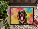 NEW Chocolate Labrador Hippie Dawg Doormat Front Door Mat Indoor Outdoor Rugs for Entryway, Non Slip Washable Low Pile, 18H X 27W
