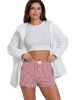 Women's Lounge Shorts Soft Elastic Low Waist Plaid Print Pajama Shorts