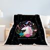 Cute Floral Unicorn Throw Blanket Cute Animals Cartoon Decorative Blanket Black Soft Warm Cozy Plush Throws Blankets