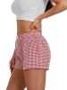 Women's Lounge Shorts Soft Elastic Low Waist Plaid Print Pajama Shorts