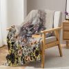 Skull Flannel Throw Blanket Sunflower Skull Pattern Blanket Soft Beige Throw Blanket for Couch Bed and Sofa