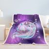 Purple Unicorn Throw Blanket Cute Cartoon Unicorn Decorative Blanket Magic Unicorn Soft Warm Cozy Plush Throws Blankets