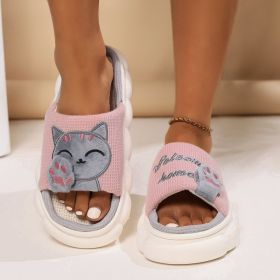 Cute Cartoon Kitten Home Slippers For Women (Option: Pink-36to37)